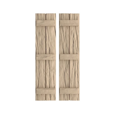 Rustic Two Board Joined Board-n-Batten Riverwood Faux Wood Shutters, 11W X 74H